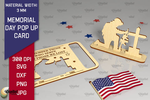 Memorial Day Pop Up Cards SVG Bundle. Laser Card Patriotic Appreciation SVG Evgenyia Guschina 