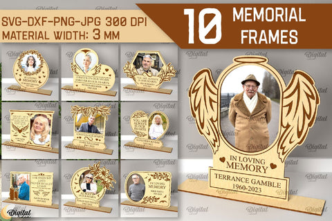 Memorial Frames Laser Cut Bundle. Personalized Memorial Frames SVG SVG Evgenyia Guschina 