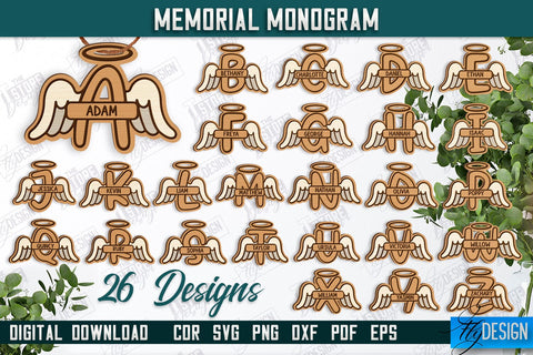 Memorial Monogram Bundle | Christmas Tree Toy | Personalized Monogram | Memorial Sign | CNC Files SVG Fly Design 