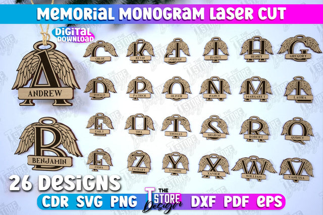Memorial Monogram Bundle | Christmas Tree Toy | Personalized Monogram | Memorial Sign | CNC Files SVG The T Store Design 