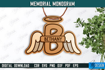 Memorial Monogram | Christmas Tree Toy | Personalized Monogram | Memorial Sign | CNC File SVG Fly Design 