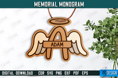Memorial Monogram | Christmas Tree Toy | Personalized Monogram | Memorial Sign | CNC File SVG Fly Design 