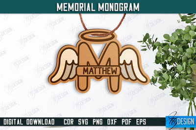 Memorial Monogram | Christmas Tree Toy | Personalized Monogram | Memorial Sign | CNC File SVG Fly Design 