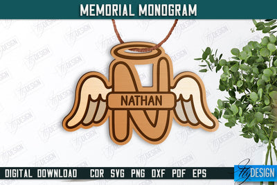 Memorial Monogram | Christmas Tree Toy | Personalized Monogram | Memorial Sign | CNC File SVG Fly Design 