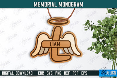 Memorial Monogram | Christmas Tree Toy | Personalized Monogram | Memorial Sign | CNC File SVG Fly Design 