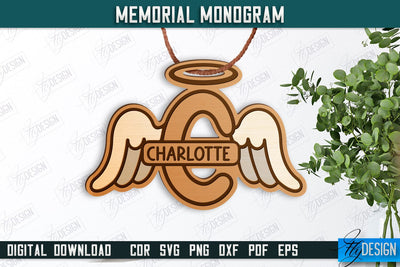 Memorial Monogram | Christmas Tree Toy | Personalized Monogram | Memorial Sign | CNC File SVG Fly Design 
