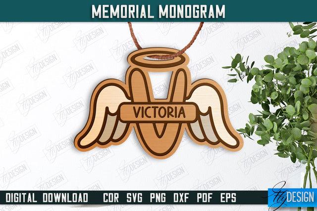Memorial Monogram | Christmas Tree Toy | Personalized Monogram | Memorial Sign | CNC File SVG Fly Design 