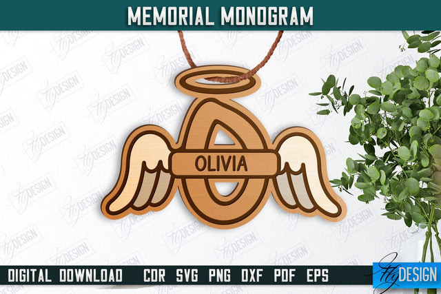 Memorial Monogram | Christmas Tree Toy | Personalized Monogram | Memorial Sign | CNC File SVG Fly Design 