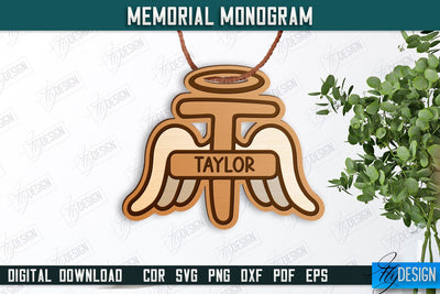 Memorial Monogram | Christmas Tree Toy | Personalized Monogram | Memorial Sign | CNC File SVG Fly Design 