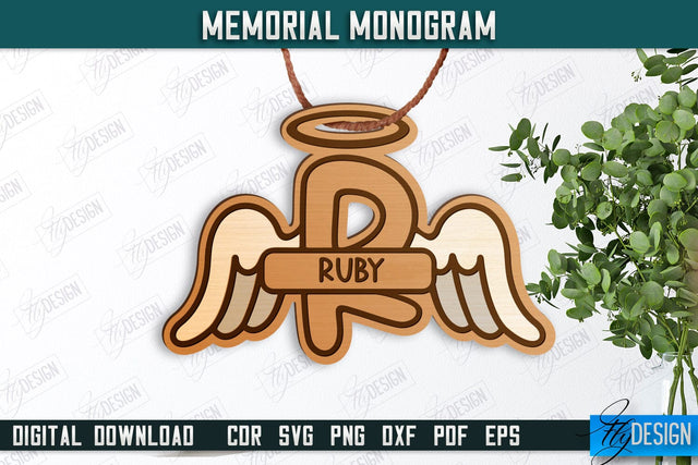Memorial Monogram | Christmas Tree Toy | Personalized Monogram | Memorial Sign | CNC File SVG Fly Design 