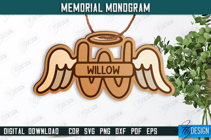 Memorial Monogram | Christmas Tree Toy | Personalized Monogram | Memorial Sign | CNC File SVG Fly Design 