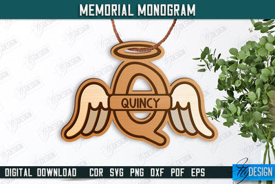 Memorial Monogram | Christmas Tree Toy | Personalized Monogram | Memorial Sign | CNC File SVG Fly Design 