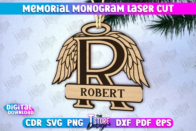 Memorial Monogram | Christmas Tree Toy | Personalized Monogram | Memorial Sign | CNC File SVG The T Store Design 