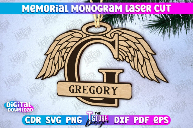 Memorial Monogram | Christmas Tree Toy | Personalized Monogram | Memorial Sign | CNC File SVG The T Store Design 