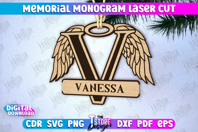 Memorial Monogram | Christmas Tree Toy | Personalized Monogram | Memorial Sign | CNC File SVG The T Store Design 