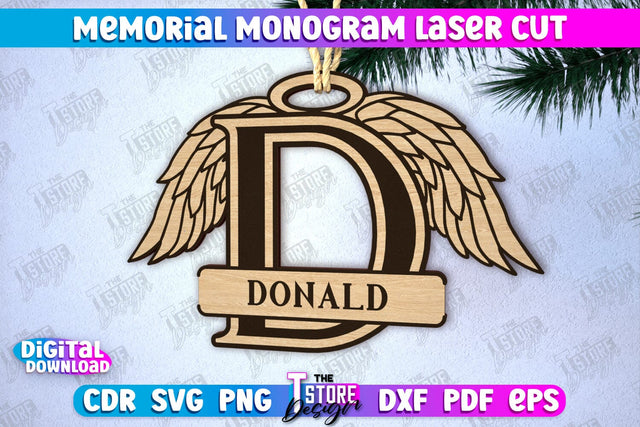 Memorial Monogram | Christmas Tree Toy | Personalized Monogram | Memorial Sign | CNC File SVG The T Store Design 