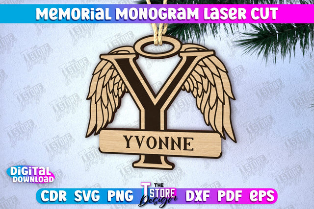Memorial Monogram | Christmas Tree Toy | Personalized Monogram | Memorial Sign | CNC File SVG The T Store Design 