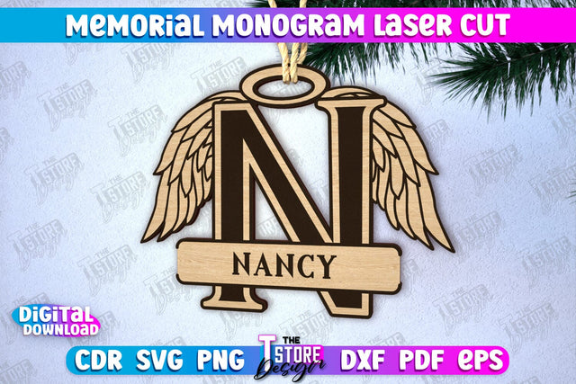 Memorial Monogram | Christmas Tree Toy | Personalized Monogram | Memorial Sign | CNC File SVG The T Store Design 