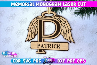 Memorial Monogram | Christmas Tree Toy | Personalized Monogram | Memorial Sign | CNC File SVG The T Store Design 