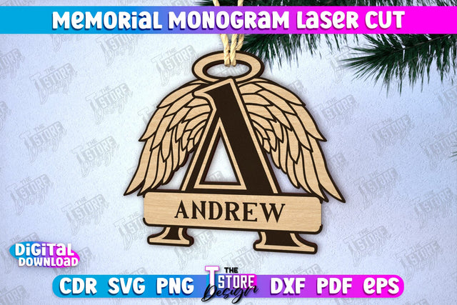 Memorial Monogram | Christmas Tree Toy | Personalized Monogram | Memorial Sign | CNC File SVG The T Store Design 