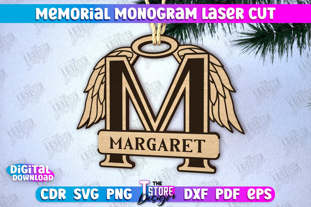 Memorial Monogram | Christmas Tree Toy | Personalized Monogram | Memorial Sign | CNC File SVG The T Store Design 