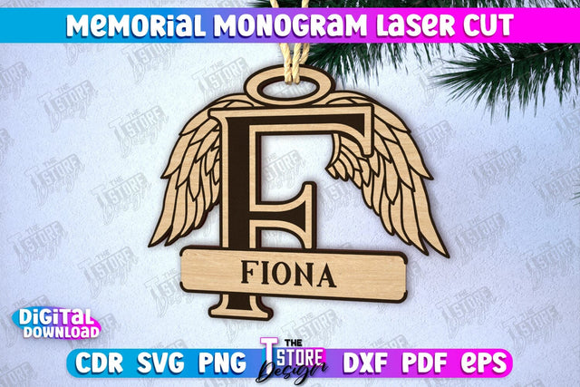 Memorial Monogram | Christmas Tree Toy | Personalized Monogram | Memorial Sign | CNC File SVG The T Store Design 