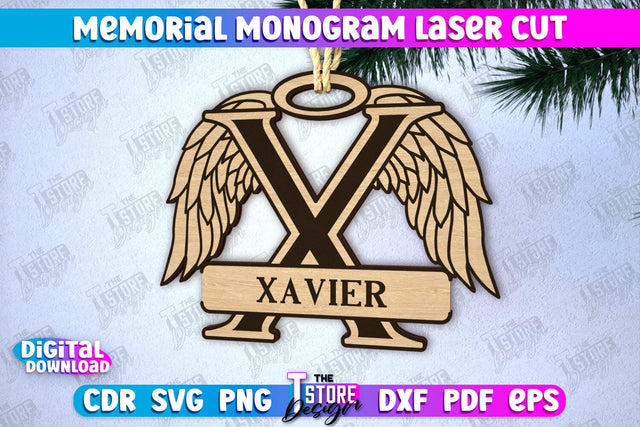 Memorial Monogram | Christmas Tree Toy | Personalized Monogram | Memorial Sign | CNC File SVG The T Store Design 