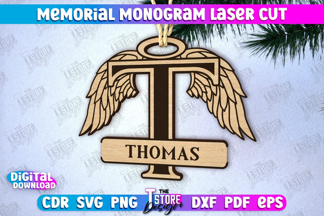 Memorial Monogram | Christmas Tree Toy | Personalized Monogram | Memorial Sign | CNC File SVG The T Store Design 