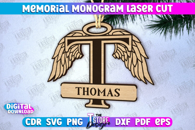 Memorial Monogram | Christmas Tree Toy | Personalized Monogram | Memorial Sign | CNC File SVG The T Store Design 