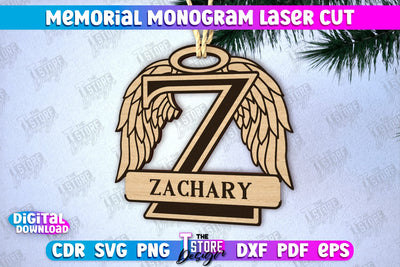 Memorial Monogram | Christmas Tree Toy | Personalized Monogram | Memorial Sign | CNC File SVG The T Store Design 
