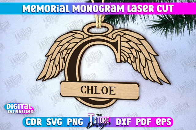 Memorial Monogram | Christmas Tree Toy | Personalized Monogram | Memorial Sign | CNC File SVG The T Store Design 
