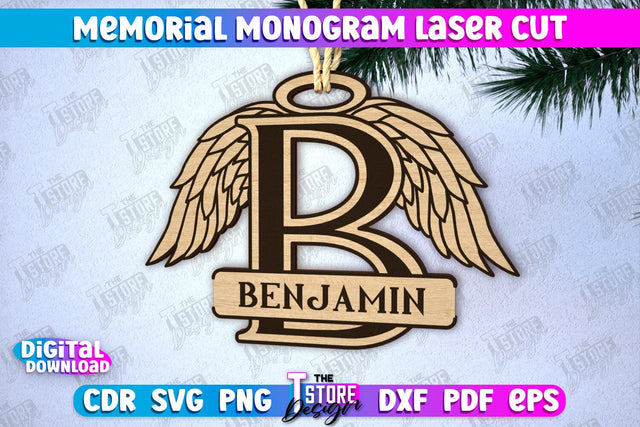 Memorial Monogram | Christmas Tree Toy | Personalized Monogram | Memorial Sign | CNC File SVG The T Store Design 