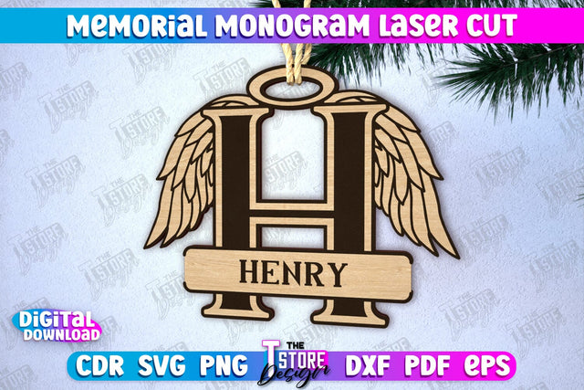 Memorial Monogram | Christmas Tree Toy | Personalized Monogram | Memorial Sign | CNC File SVG The T Store Design 