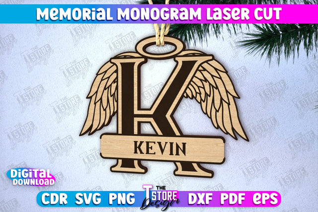 Memorial Monogram | Christmas Tree Toy | Personalized Monogram | Memorial Sign | CNC File SVG The T Store Design 