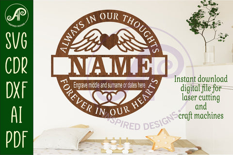 Memorial name wall art sign, SVG personalized sign SVG APInspireddesigns 