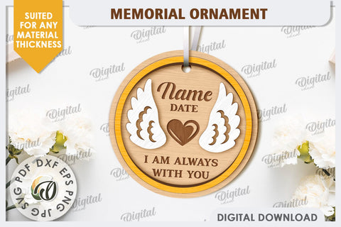 Memorial Ornaments Laser Cut Bundle. Personalized Ornaments SVG Evgenyia Guschina 