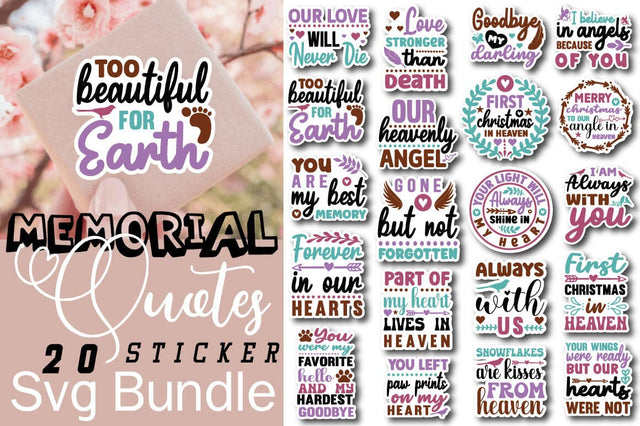 Memorial Quotes Sticker Svg Bundle SVG Angelina750 
