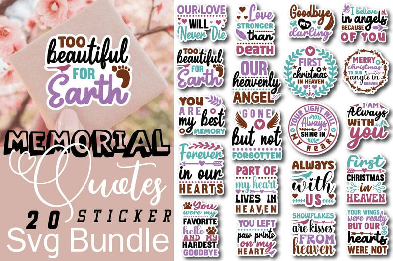 Memorial Quotes Sticker Svg Bundle SVG Angelina750 