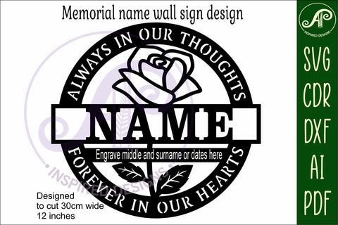 Memorial rose name wall art sign, SVG personalized sign SVG APInspireddesigns 