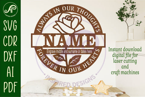 Memorial rose name wall art sign, SVG personalized sign SVG APInspireddesigns 