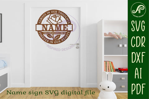 Memorial rose name wall art sign, SVG personalized sign SVG APInspireddesigns 