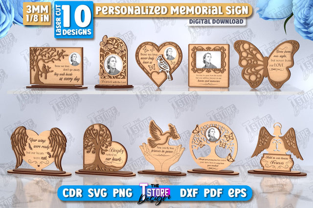 Memorial Signs Laser Cut Bundle | Sympathy Gift | Remembrance Signs | CNC Files SVG The T Store Design 