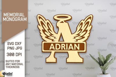 Memorial Split Letter Name Monogram Laser Cut. Letter A SVG SVG Evgenyia Guschina 