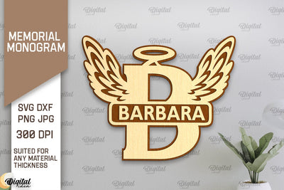 Memorial Split Letter Name Monogram Laser Cut. Letter B SVG SVG Evgenyia Guschina 