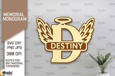 Memorial Split Letter Name Monogram Laser Cut. Letter D SVG SVG Evgenyia Guschina 