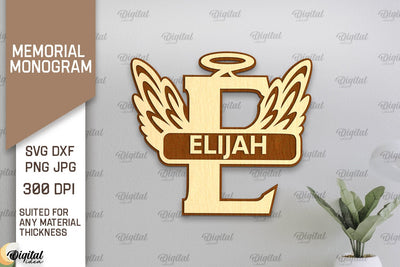 Memorial Split Letter Name Monogram Laser Cut. Letter E SVG SVG Evgenyia Guschina 