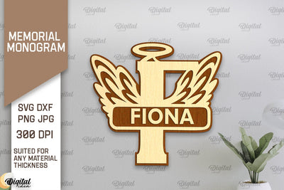 Memorial Split Letter Name Monogram Laser Cut. Letter F SVG SVG Evgenyia Guschina 