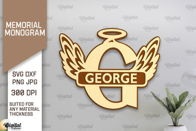 Memorial Split Letter Name Monogram Laser Cut. Letter G SVG SVG Evgenyia Guschina 