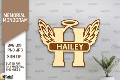 Memorial Split Letter Name Monogram Laser Cut. Letter H SVG SVG Evgenyia Guschina 