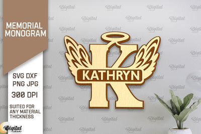 Memorial Split Letter Name Monogram Laser Cut. Letter K SVG SVG Evgenyia Guschina 